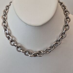 Judith Ripka Sterling Silver Textured Open Link Chain Necklace 82.6g